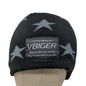 Vbiger Men's Knit Beanie Hat Cap Black Gray Stars All Over Print